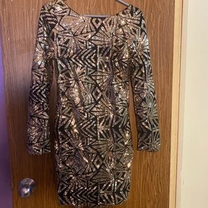 Gold & black sequin dress